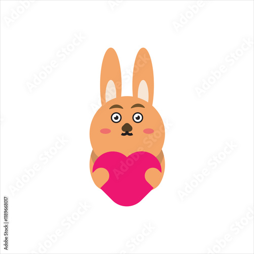 easter bunny isolated on white. Cute character of bunny holding a heart vector design illustration. 