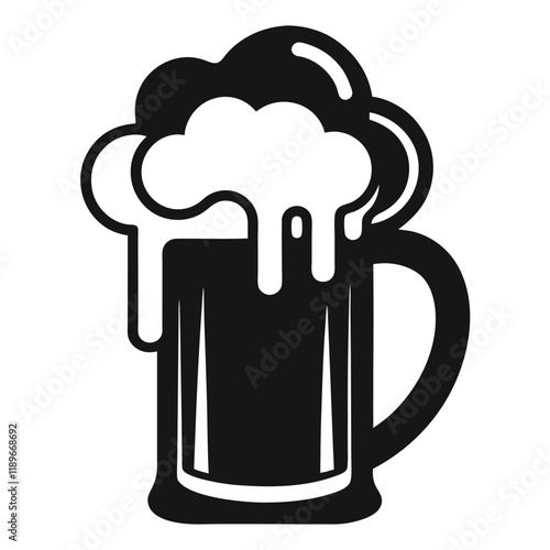 Beer Mug Silhouettes Icon, St. Patrick’s Day Silhouette, Pub Drink Symbol, Irish Festival Clipart, Holiday Beverage Illustration, Frothy Beer Icon, Isolated Vector, Flat Design Graphic