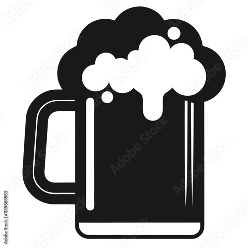 Beer Mug Silhouettes Icon, St. Patrick’s Day Silhouette, Pub Drink Symbol, Irish Festival Clipart, Holiday Beverage Illustration, Frothy Beer Icon, Isolated Vector, Flat Design Graphic