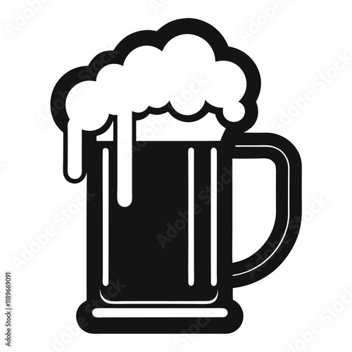 Beer Mug Silhouettes Icon, St. Patrick’s Day Silhouette, Pub Drink Symbol, Irish Festival Clipart, Holiday Beverage Illustration, Frothy Beer Icon, Isolated Vector, Flat Design Graphic
