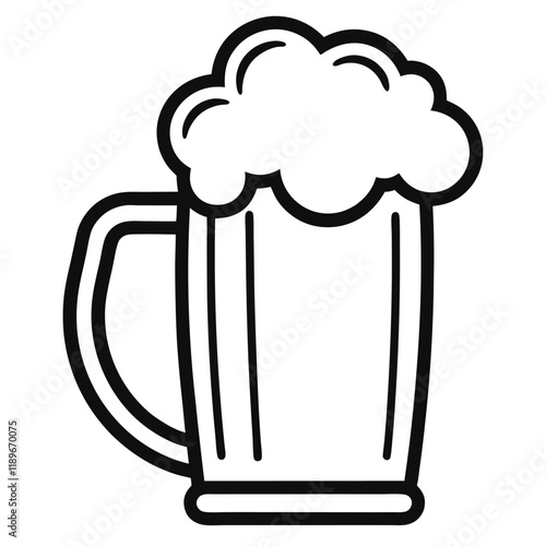 Beer Mug Silhouettes Icon, St. Patrick’s Day Silhouette, Pub Drink Symbol, Irish Festival Clipart, Holiday Beverage Illustration, Frothy Beer Icon, Isolated Vector, Flat Design Graphic