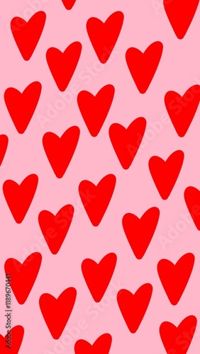 red hearts on pink background