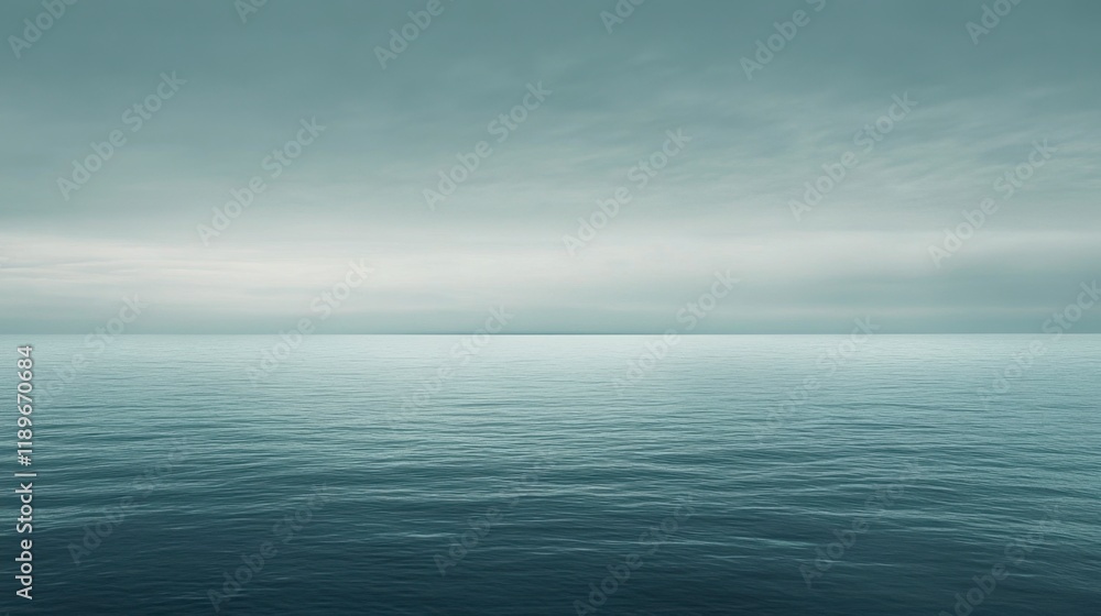 Obraz premium Calm Sea Under a Grey Sky - Minimalist Seascape