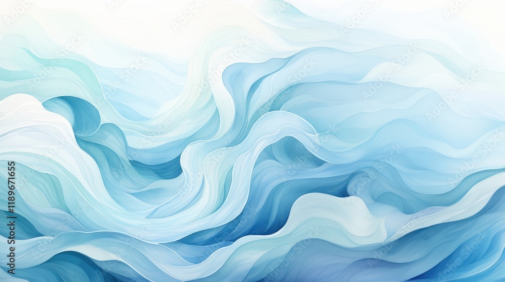 Soft, flowing abstract waves in varying shades of blue create a serene and calming atmosphere suitable for relaxation or meditation themes. Soft, flowing abstract waves in varying shades of blue create a serene and calming atmosphere suitable for relaxation or meditation themes.
