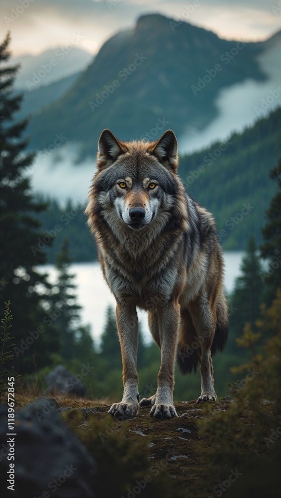 Majestic Lone Wolf Stands Regally in the Vast Snowy Landscape – Aesthetic Wallpaper for Mobile Majestic Lone Wolf Stands Regally in the Vast Snowy Landscape – Aesthetic Wallpaper for Mobile