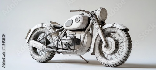 Classic motorcycle wireframe model.