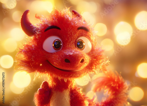 Adorable Red Dragon: A Festive 3D Render