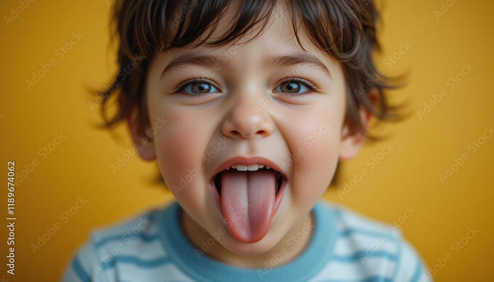 Happy child sticking out tongue, showing health and energy, symbolizing strength against illness. Happy child sticking out tongue, showing health and energy, symbolizing strength against illness.