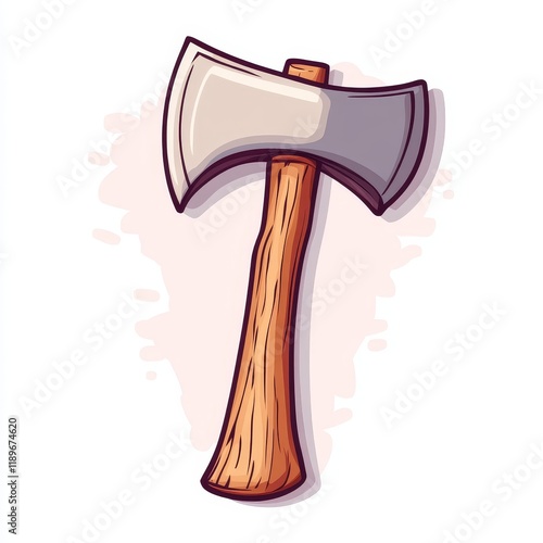 Cartoon depiction of a Viking warrior axe from historical berserker times, showcasing the shield, blade, and iron handle. Isolated modern illustration. photo