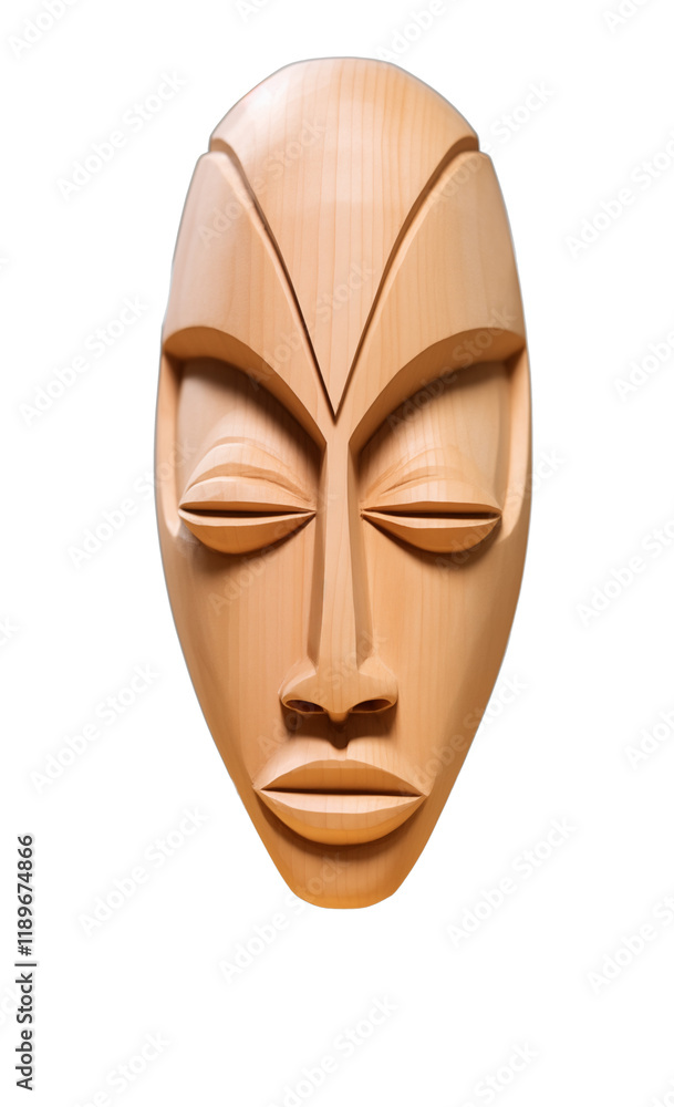 Minimalist Wooden Mask with Abstract Tribal Design Minimalist Wooden Mask with Abstract Tribal Design