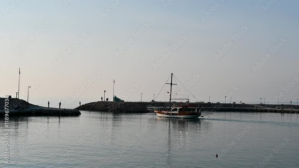 Marina where boats are moored in Side, the world-famous ancient city of Antalya Marina where boats are moored in Side, the world-famous ancient city of Antalya