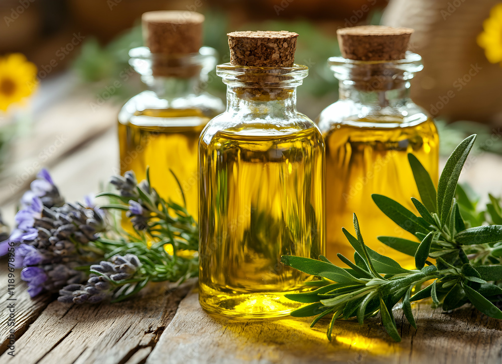 Essential Oils: Lavender and Rosemary Aromatherapy Bottles Essential Oils: Lavender and Rosemary Aromatherapy Bottles