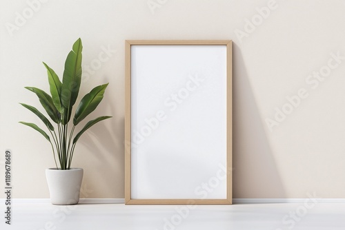 Showcase minimalist blank poster mockup frontal view indoor setting graphic design clean environment