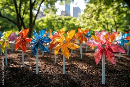 colorful pinwheel in the wind photo