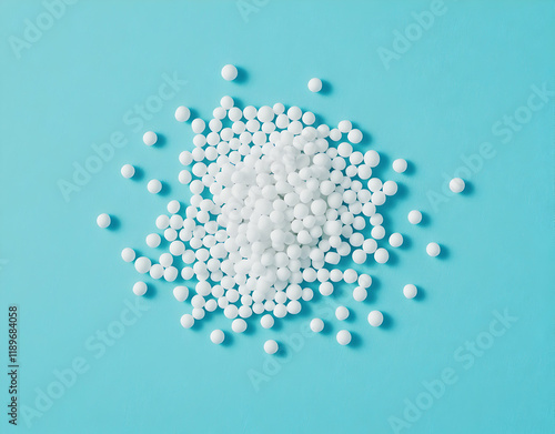 White Small Balls on Blue Background photo