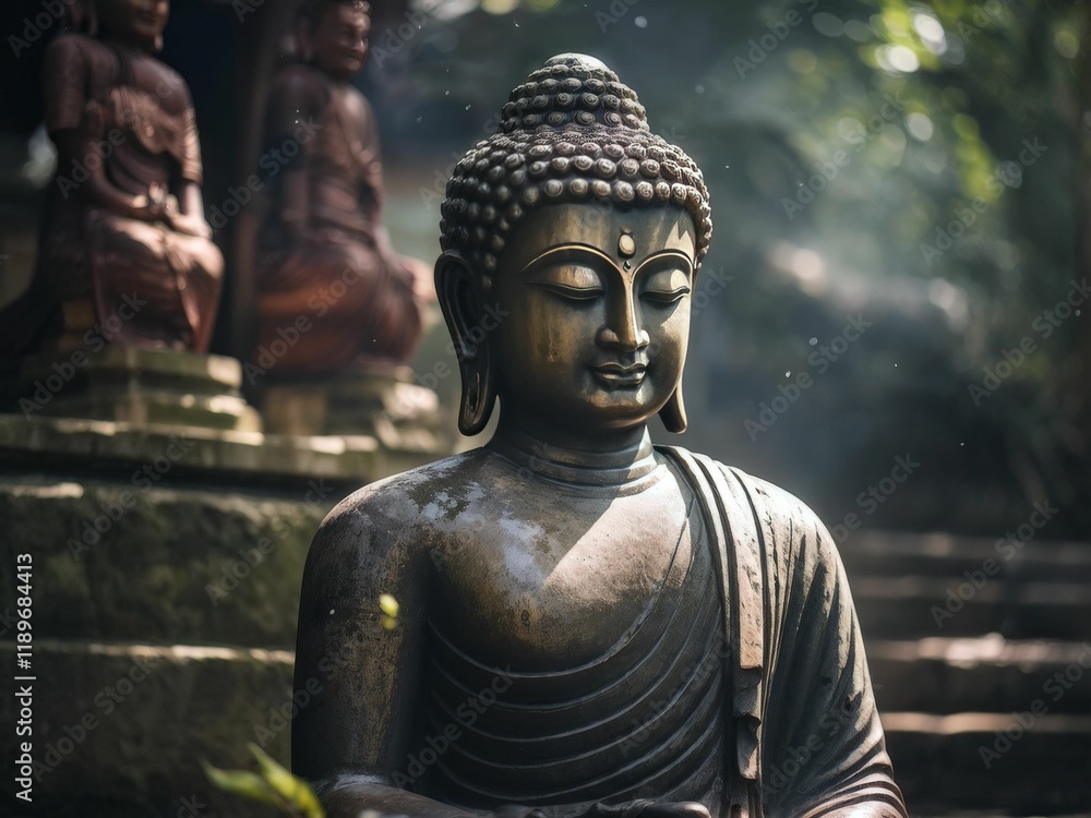 buddha statue in the forest buddha statue in the forest
