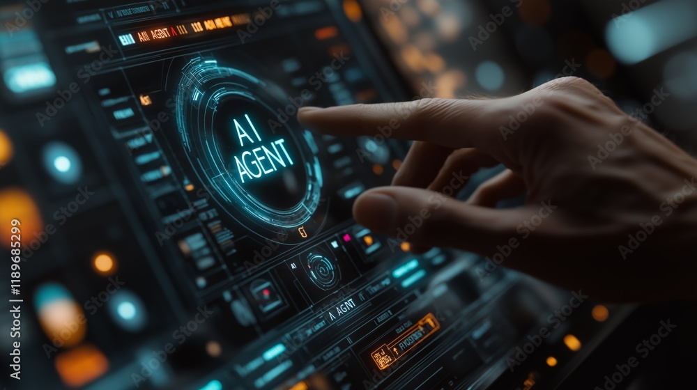 An AI Agent interface hologram for a virtual assistant who provides representative support using artificial general intelligence for customer service while approaching the futuristic singularity An AI Agent interface hologram for a virtual assistant who provides representative support using artificial general intelligence for customer service while approaching the futuristic singularity