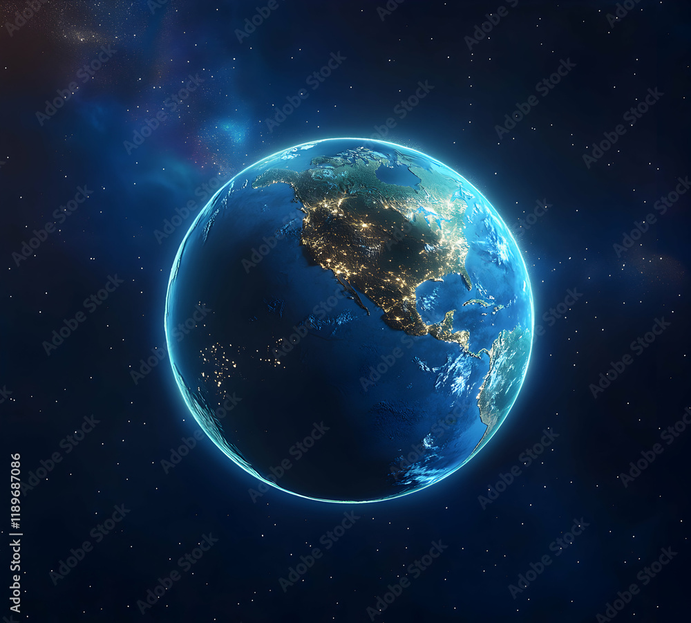 Obraz premium Night Earth: A Celestial View of Our Planet