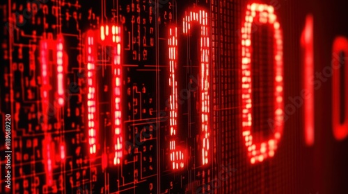 Wallpaper Mural Binary Code: Digital Matrix in Red Torontodigital.ca