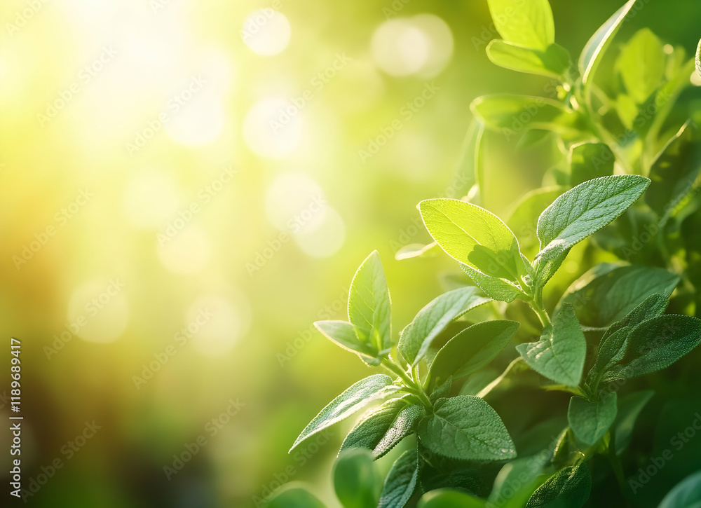 Obraz premium Sunlit Green Leaves: A Botanical Summer's Day