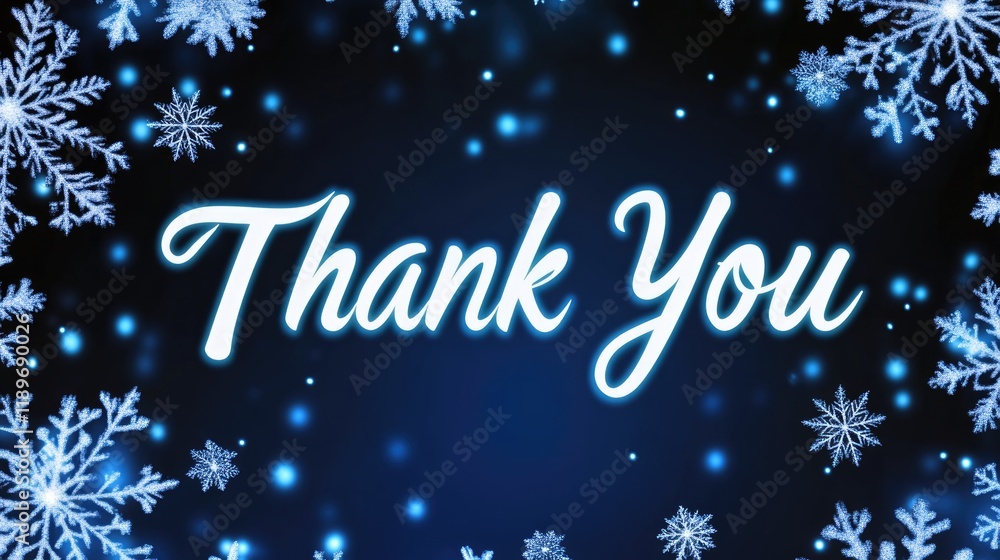 Beautiful thank you banner radiating warmth and appreciation, surrounded by sparkling snowflakes, capturing the spirit of gratitude during winter festivities Beautiful thank you banner radiating warmth and appreciation, surrounded by sparkling snowflakes, capturing the spirit of gratitude during winter festivities