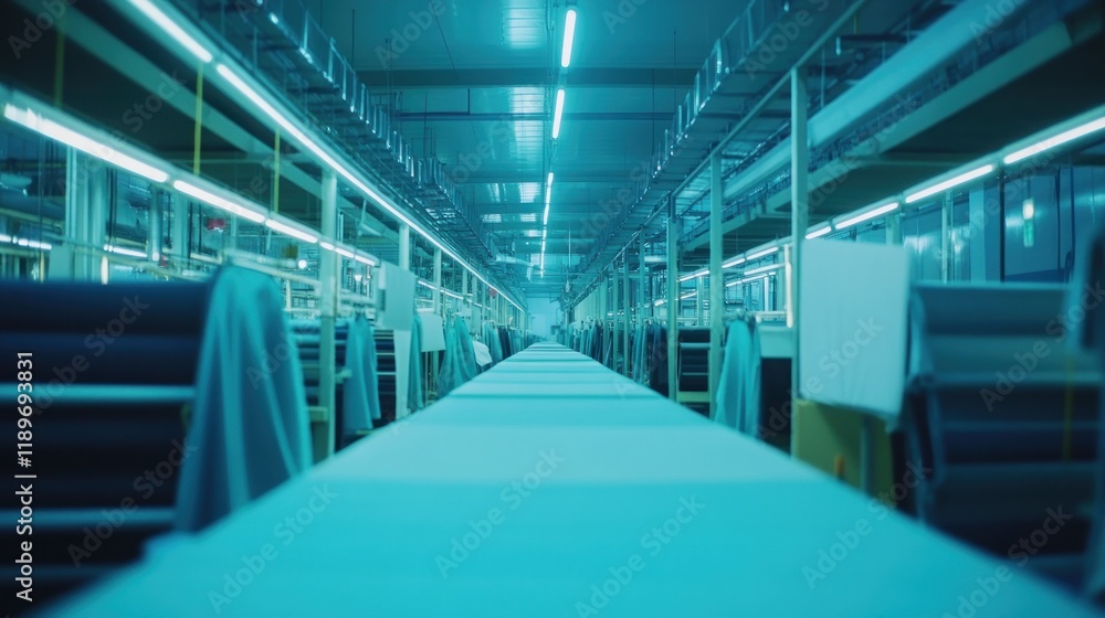 Fototapeta premium Fabric Factory Interior: A Glimpse into Textile Production