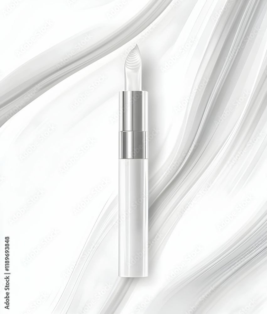 Naklejka premium Elegant White Lip Balm with Silver Cap, Product Mockup on Abstract Background