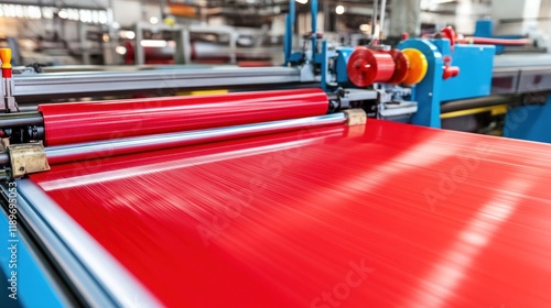 Industrial Red Fabric Production: High-Speed Manufacturing Process