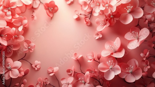 Delicate pink cherry blossoms adorn a soft background