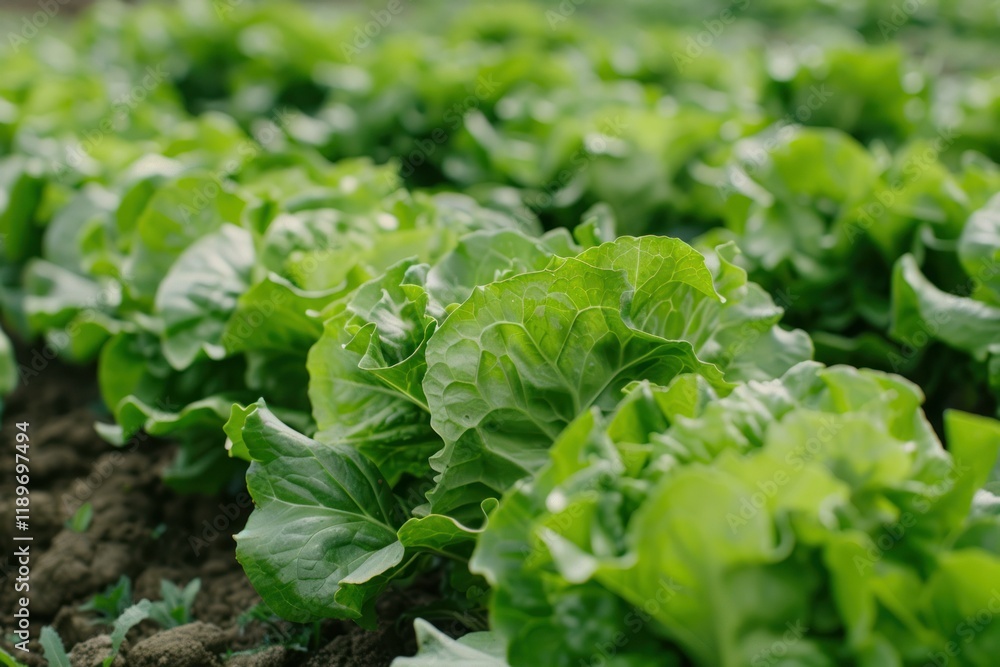 Fresh butterhead lettuce growing in fertile soil, representing healthy eating and sustainable agriculture Fresh butterhead lettuce growing in fertile soil, representing healthy eating and sustainable agriculture
