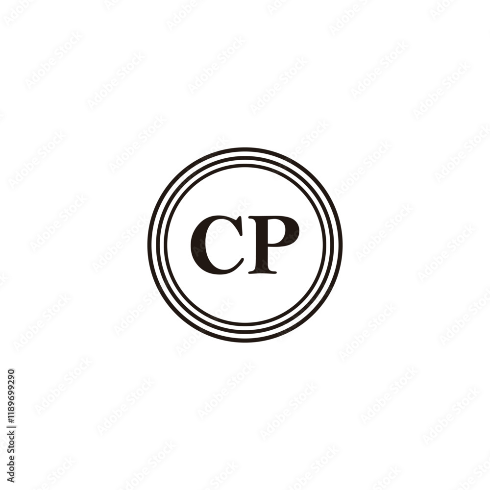Letter C and P circle lines geometric symbol simple logo vector Letter C and P circle lines geometric symbol simple logo vector