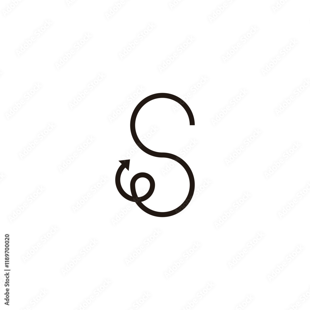 Fototapeta premium Letter S direction, curve geometric symbol simple logo vector