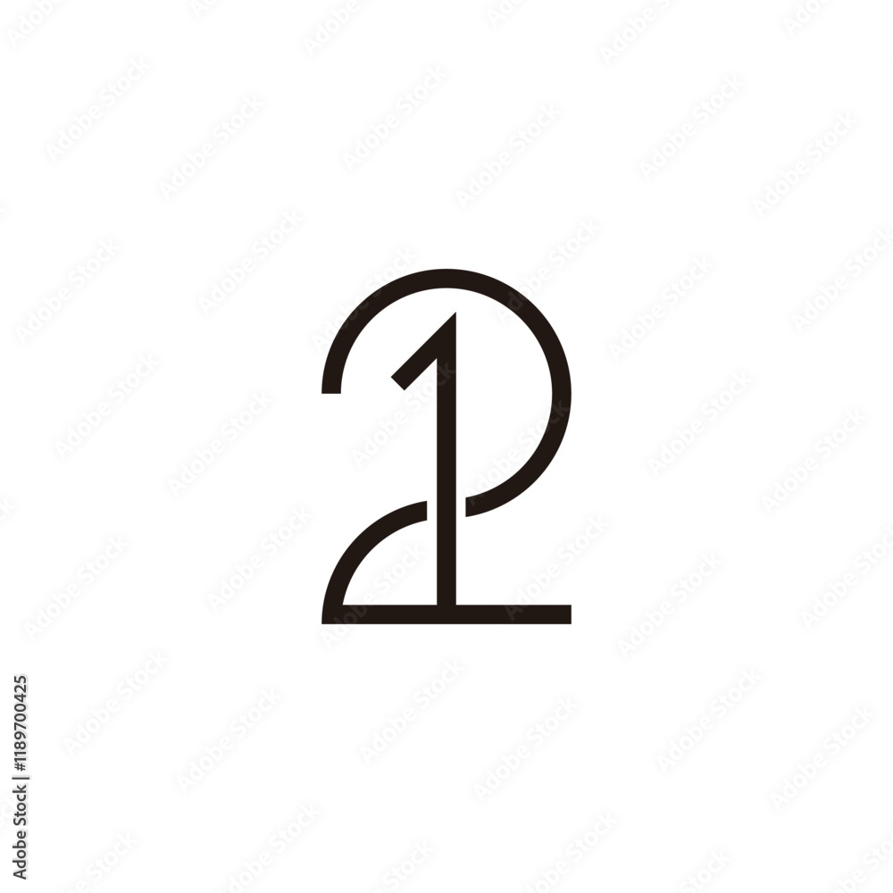 Number 2 and 1 line, combination geometric symbol simple logo vector Number 2 and 1 line, combination geometric symbol simple logo vector
