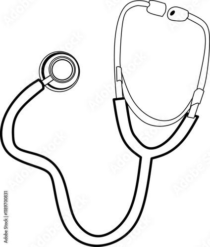 icon vector stethoscope design, with various design shapes, with a hand drawn black outline style for medical. 