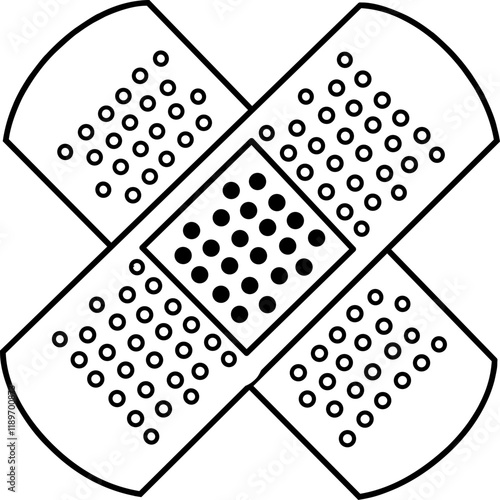 icon vector band aid design, with various design shapes, with a hand drawn black outline style for medical. 