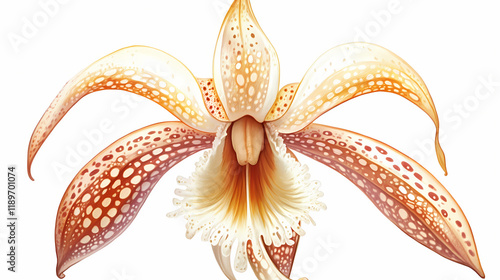 Illustration of a detailed sepal in front view, highlighting its botanical features against a white background. Seapearl. Illustration