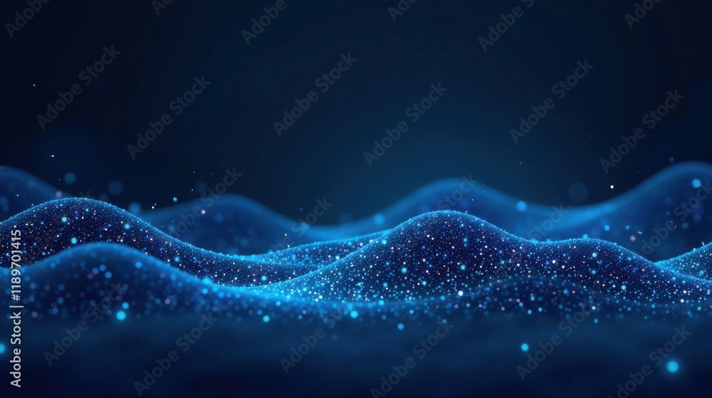 Abstract Blue Particle Wave Landscape A Serene Digital Representation of Flowing Data Abstract Blue Particle Wave Landscape A Serene Digital Representation of Flowing Data