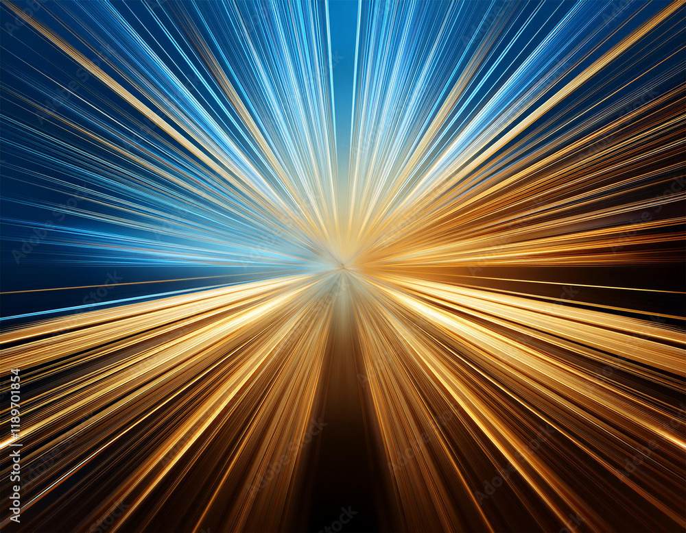 Obraz premium abstract gold and blue light rays background