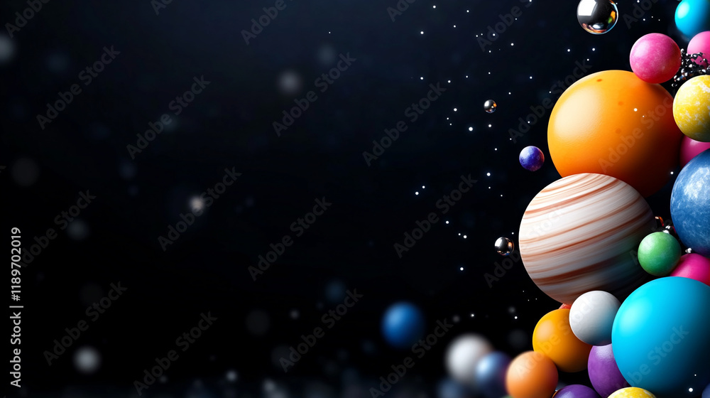 Fototapeta premium Serene Star-Filled Night With Vibrant Spheres Symbolizing Faith and Spirituality