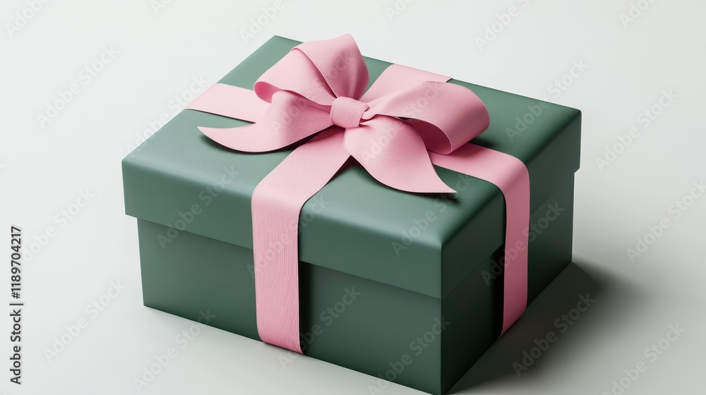 Elegant gift box wrapped with pink ribbon on white background Elegant gift box wrapped with pink ribbon on white background