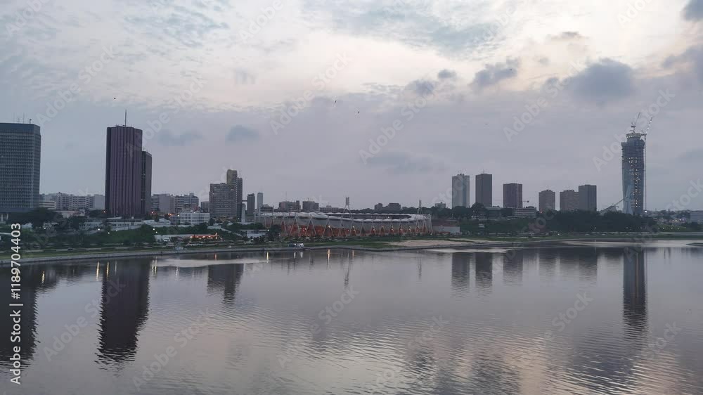 Aerial view of Abidjan the capital of Ivory Coast Côte d'Ivoire in cloudy day Aerial view of Abidjan the capital of Ivory Coast Côte d'Ivoire in cloudy day