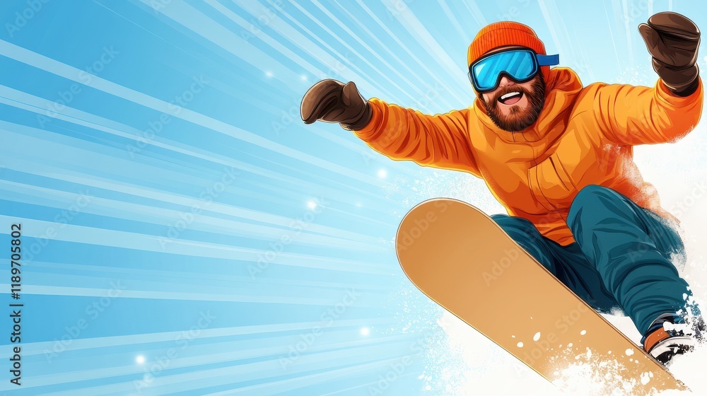 Dynamic snowboarder showcasing tricks in a vibrant snow park setting Dynamic snowboarder showcasing tricks in a vibrant snow park setting