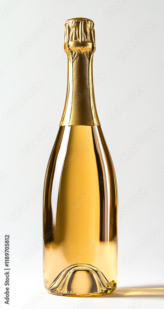 Fototapeta premium Gold Champagne Bottle in Transparent Glass