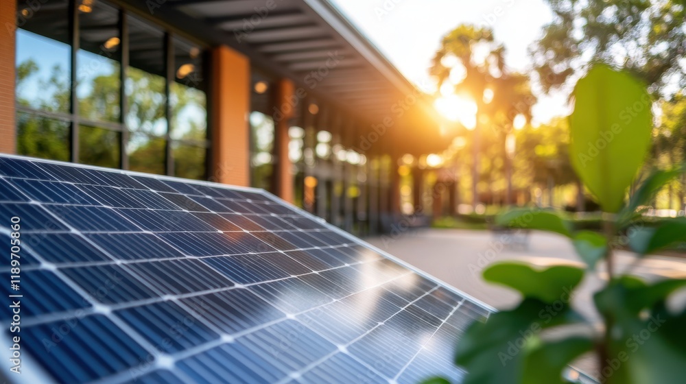 Fototapeta premium Solar-powered community center showcasing renewable energy solutions