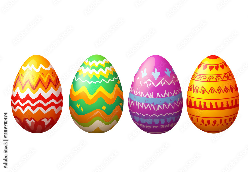 Fototapeta premium Colorful Decorative Easter Eggs on White 