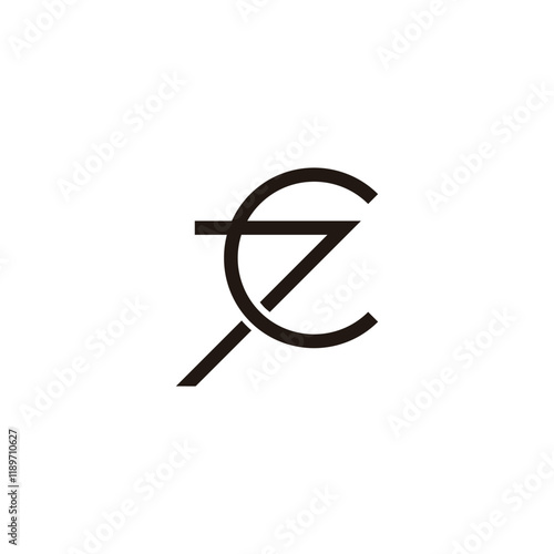Letter c number 7 combination geometric symbol simple logo vector