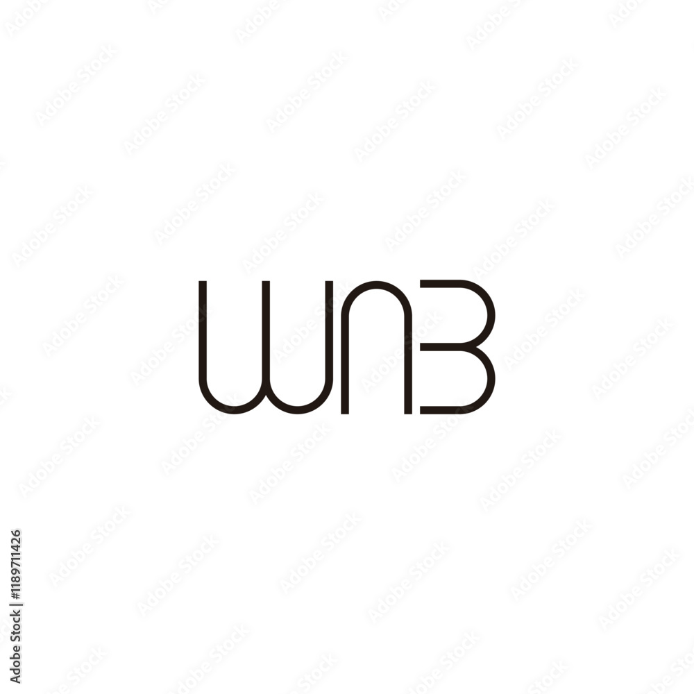 Fototapeta premium Letter W n B curve lines geometric symbol simple logo vector