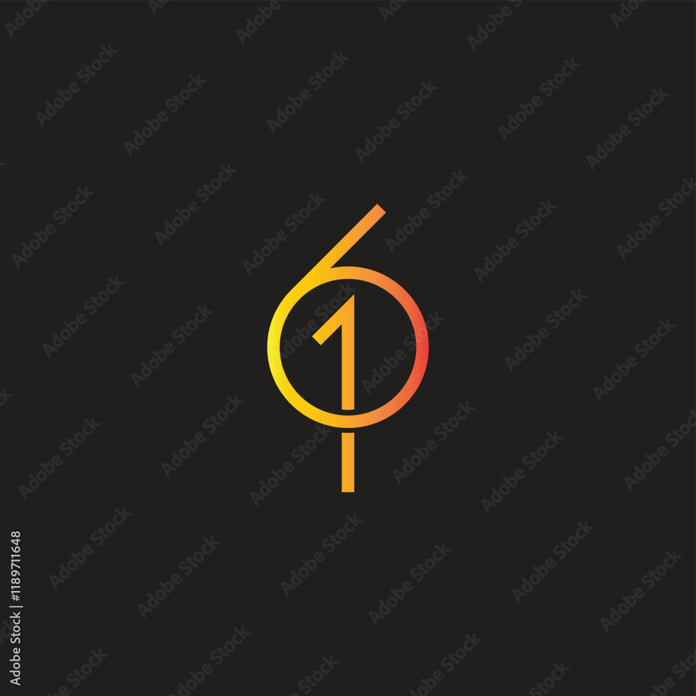 Number 6 1 combination geometric symbol simple logo vector Number 6 1 combination geometric symbol simple logo vector