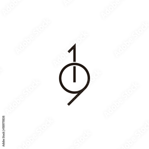 Number 9 1 line geometric symbol simple logo vector