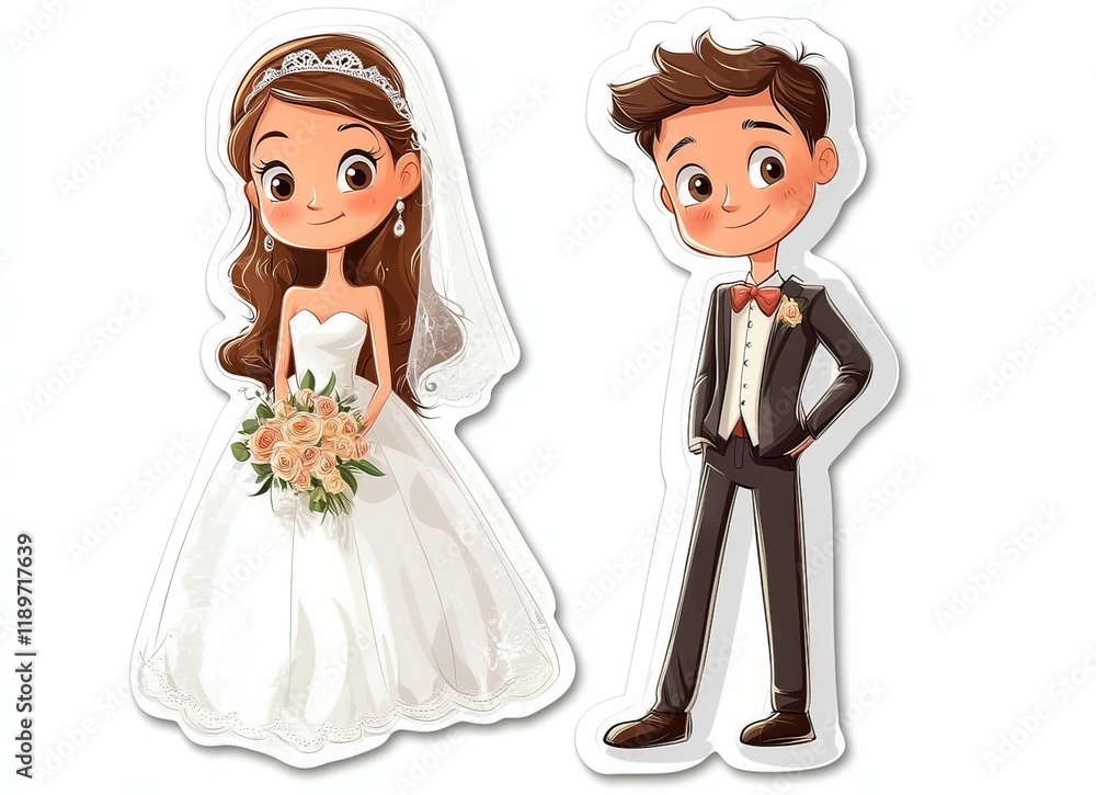 Simple vector illustration of a bride and groom Simple vector illustration of a bride and groom